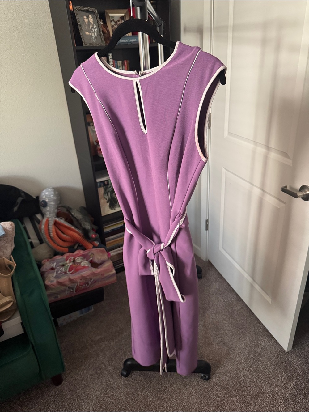 eva mendes for New York & Company Lavender Midi Dress with White Trim